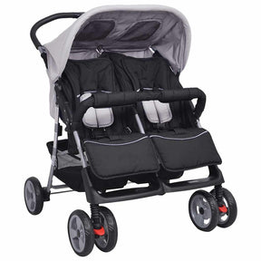 Vidaxl Twin Car Steel Grey and Black