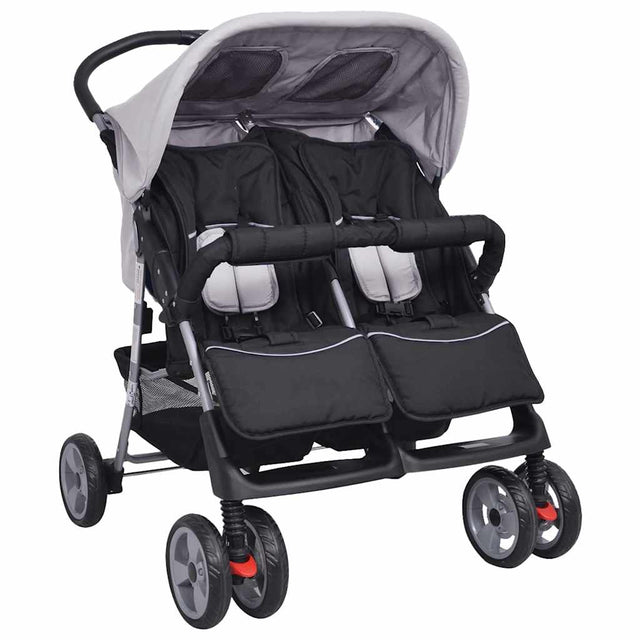Vidaxl Twin Car Steel Grey and Black