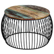 Vidaxl salontafel rond 68x37 cm massief gerecycled hout