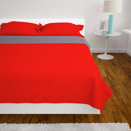 Vidaxl podwójna kołdra Bedspread Red and Grey 220x240 cm