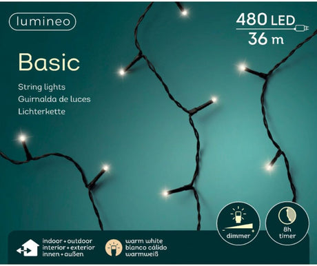 Lumineo led basic lights zwart warm wit licht 3600cm