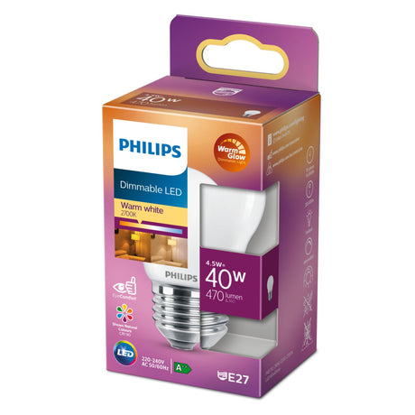 Klasyczna lampa świecowa LED Philips o mocy 40 W E27, ciepła biel