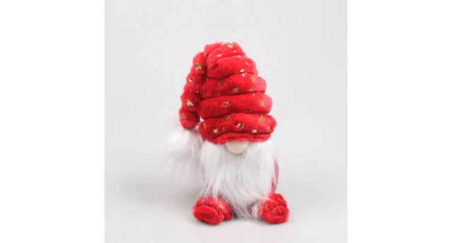Kerstkabouter slaapmuts 19x13x36 cm rood