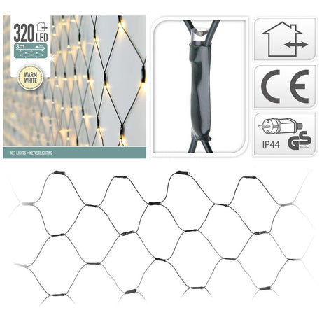 S.i.a. Oświetlenie siatkowe LED 300x150 cm 320 diod LED o barwie ciepłej bieli i jasnej zieleni