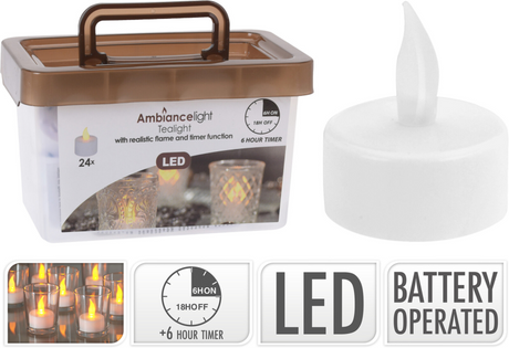 Tealight LED 24 sztuki z timerem | 2 szt