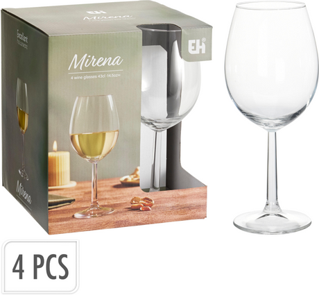 Znakomity kieliszek do wina do użytku domowego 43 cl, zestaw 4 sztuk