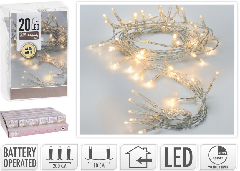 Ledverlichting 20 lamps warm wit met timer