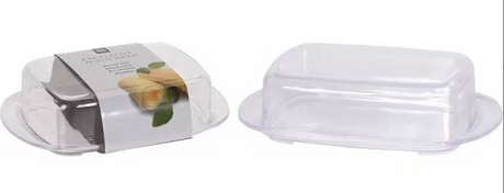 Doskonała maselniczka do użytku domowego z plastikową pokrywką 17,5 x 11,5 x 5 cm przezroczysta