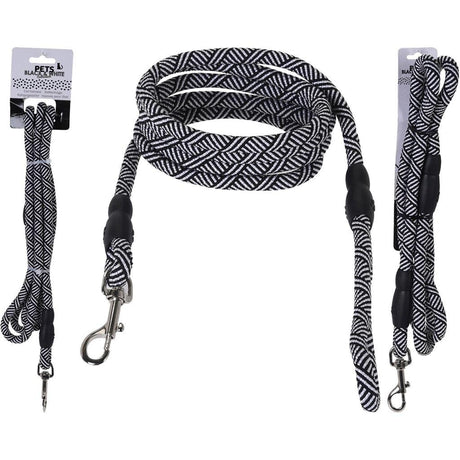 Smycz dla psa Basic Pets z kolekcji czarno-białej 130cm czarno-biała