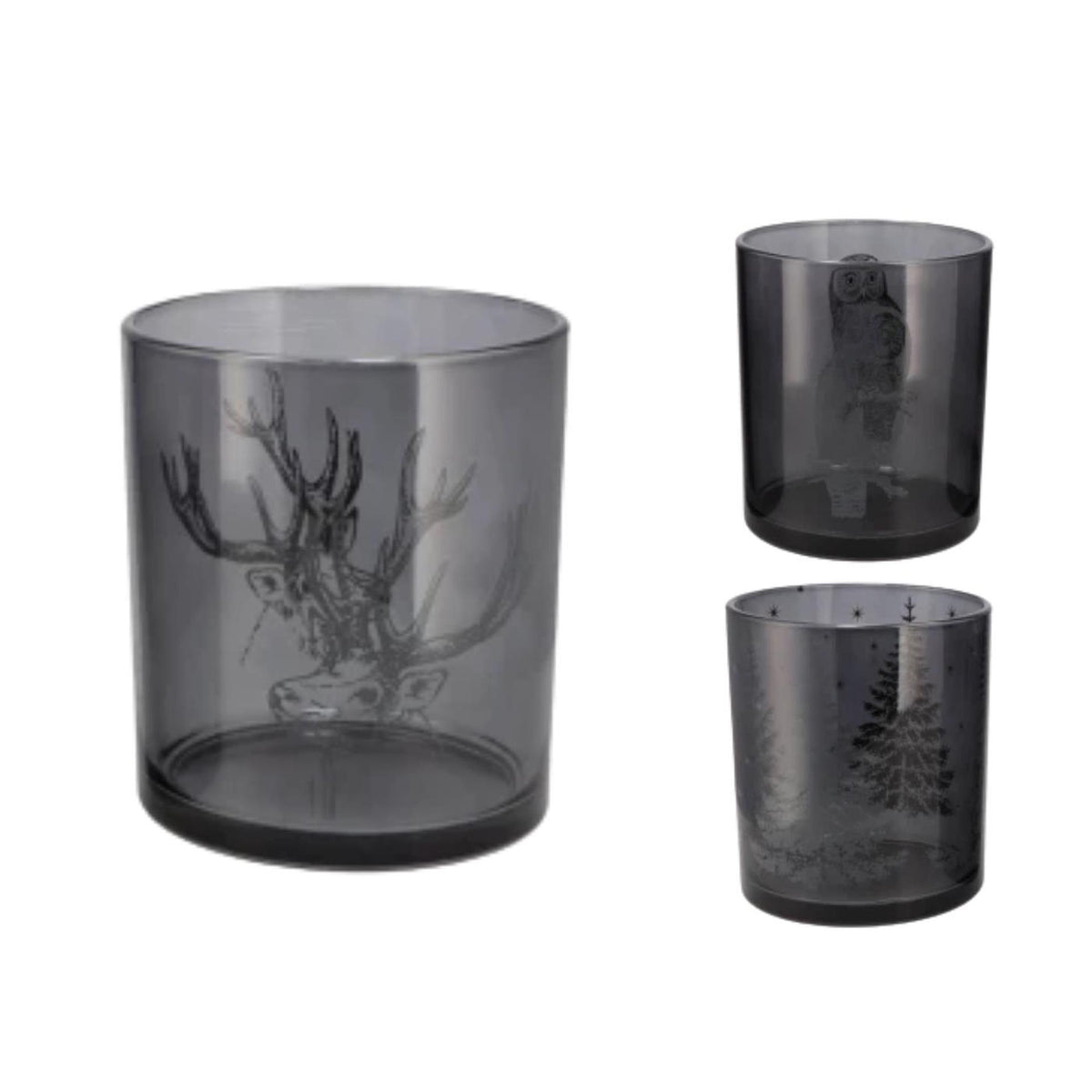 Theelichthouder jolly glas 7x7x8cm 3 assorti