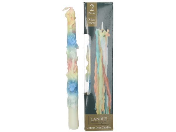 Różne świece kroplowe z woskiem Multi 6x2,7x26cm 2 sztuki