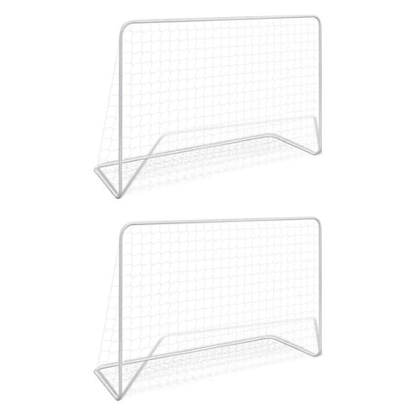 Bramki piłkarskie VidaXL 2 szt. z siatkami 182x61x122 cm stalowo-białe