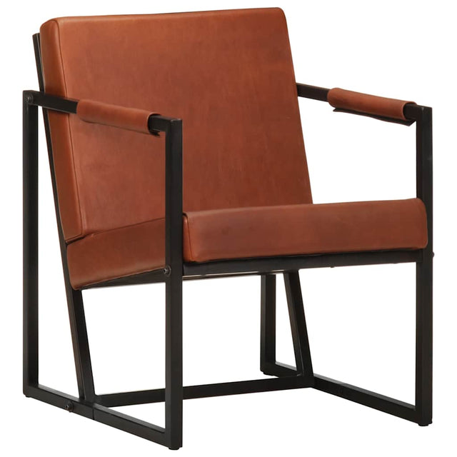 Vidaxl fauteuil echt leer bruin