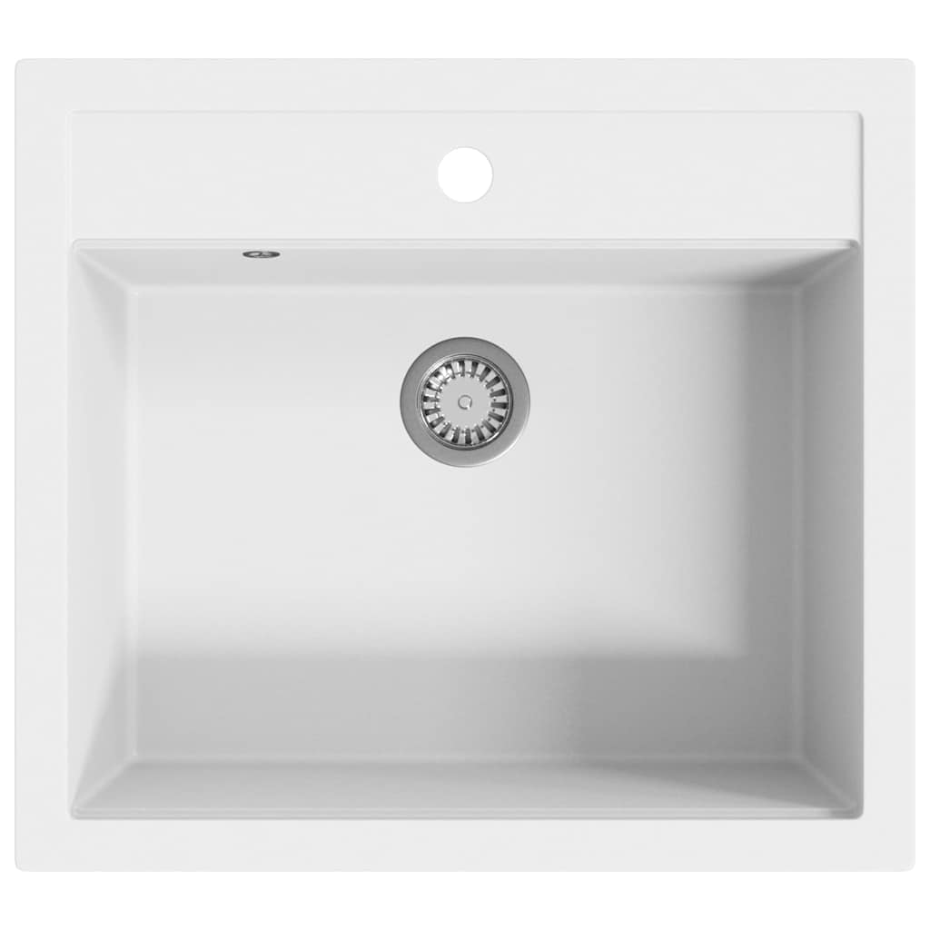 Vidaxl Sink Single Bowl z granitu białego