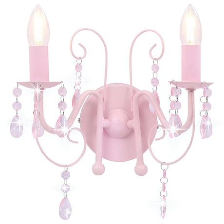 Lampa ścienna vidaxl z koralikami 2 x e14 różu