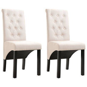 Vidaxl eetkamerstoelen 2 st stof crèmekleurig