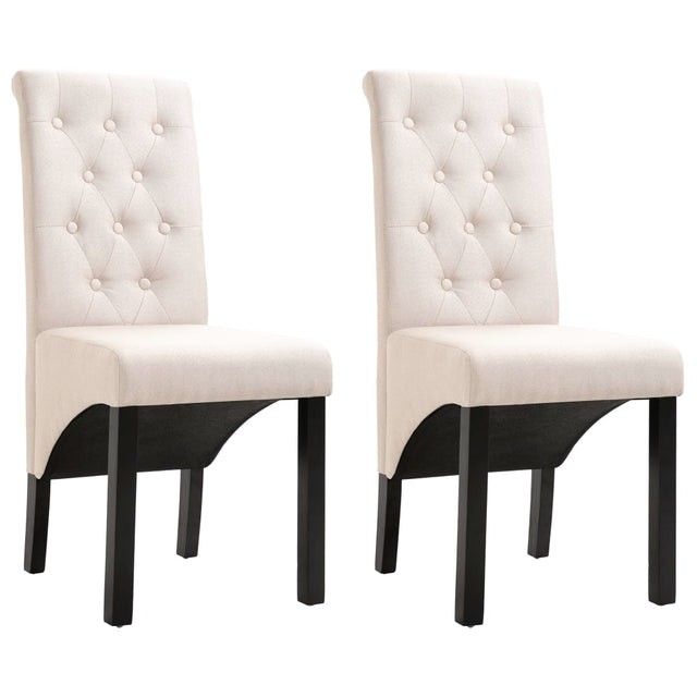 Vidaxl eetkamerstoelen 2 st stof crèmekleurig