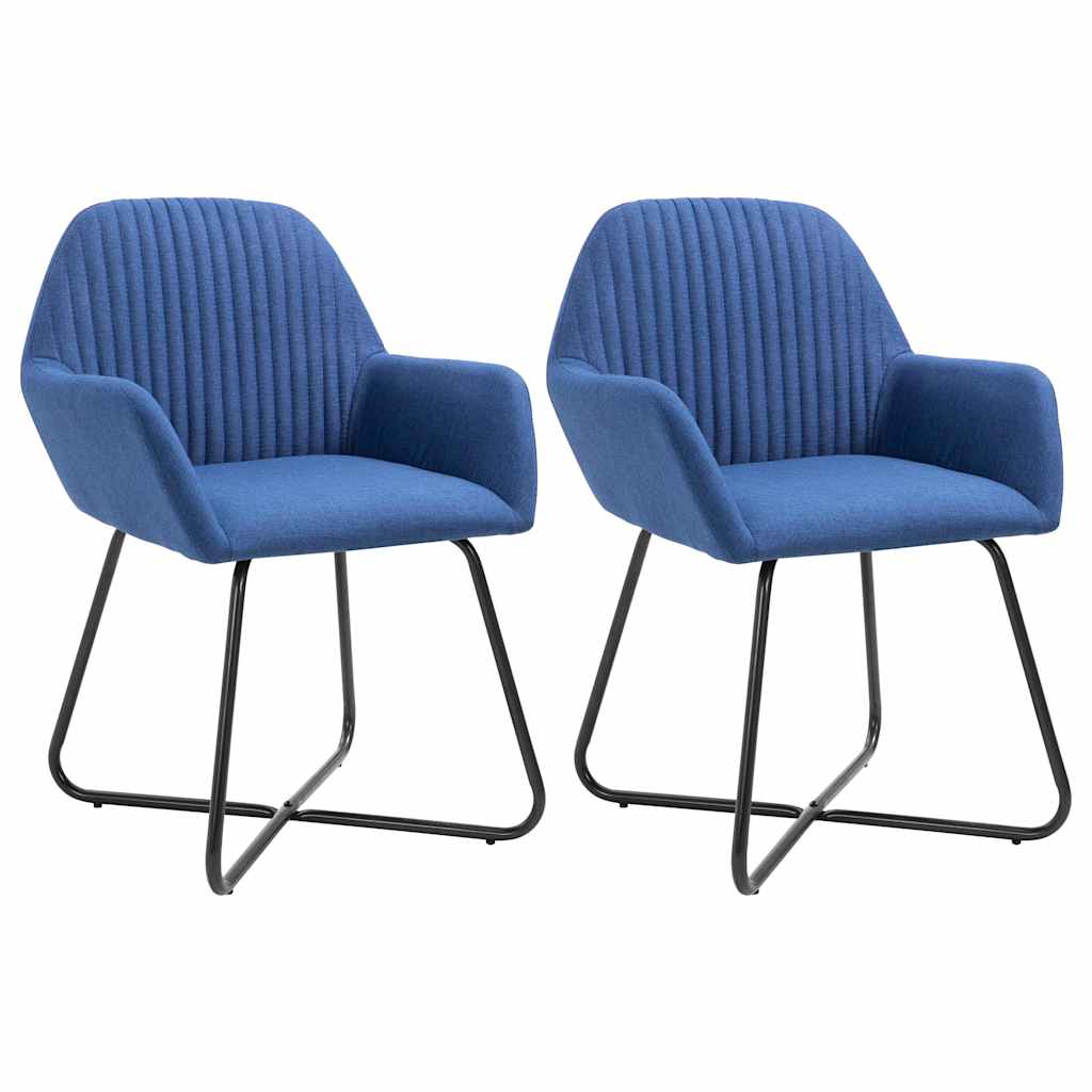 Vidaxl eetkamerstoelen 2 st stof blauw