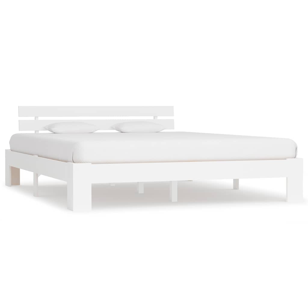 Vidaxl bedframe met hoofdbord massief grenenhout wit 180x200 cm