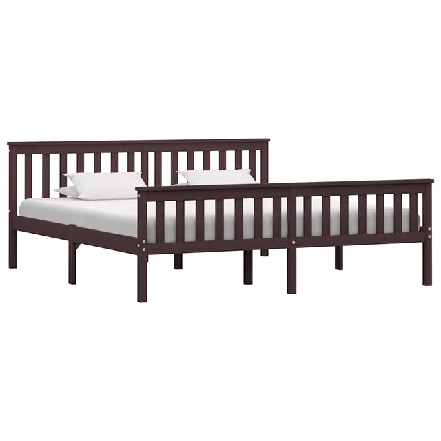 Vidaxl bedframe massief grenenhout donkerbruin 180x200 cm