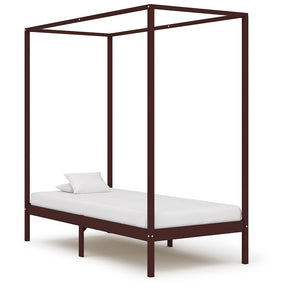 Vidaxl hemelbedframe massief grenenhout donkerbruin 100x200 cm