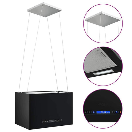 Kapturek z ekstraktorem Vidaxl wiszący z czujnikiem dotykowym LCD 55 cm stal