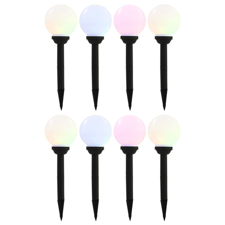 Lampy solarne VidaXL 8 szt. LED okrągłe 15 cm RGB