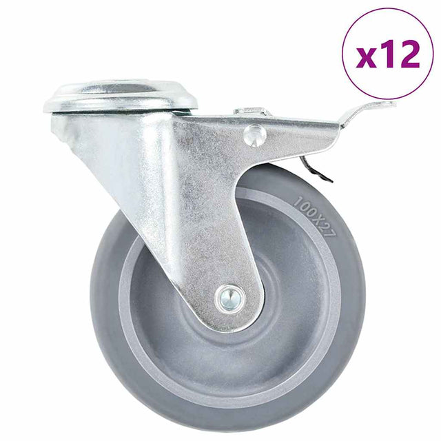 Vidaxl 12 szt. kółek skrętnych z otworami na śruby 100 mm