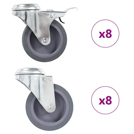 Vidaxl 16 st zwenkwielen met boutgaten 75 mm