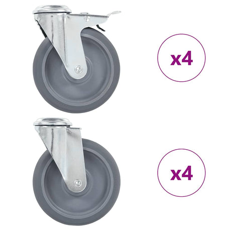 Vidaxl 8 st zwenkwielen met boutgaten 125 mm