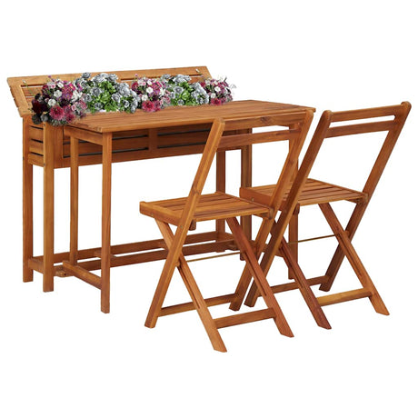 Vidaxl tuintafel met plantenbak en 2 bistrostoelen massief acaciahout