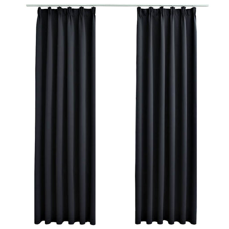 Zasłony vidaxl zaciemnienie z haczykami 2 st 140x175 cm czarny