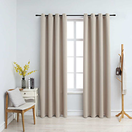 Kurtyna vidaxl potępiona metalowymi pierścieniami 2 St 140x175 cm Beige