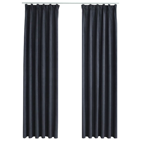 Zasłony vidaxl zaciemnienie z haczykami 2 szt. 140x175 cm antracyt