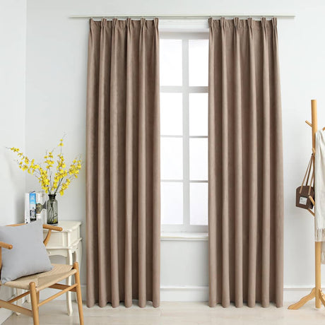 Zasłony vidaxl zaciemnienie z haczykami 2 st 140x245 cm taupe