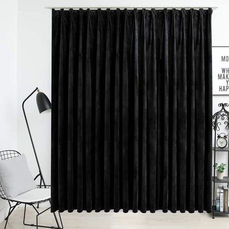 Vidaxl Curtain Blackout z haczykami 290x245 cm aksamitne czarne