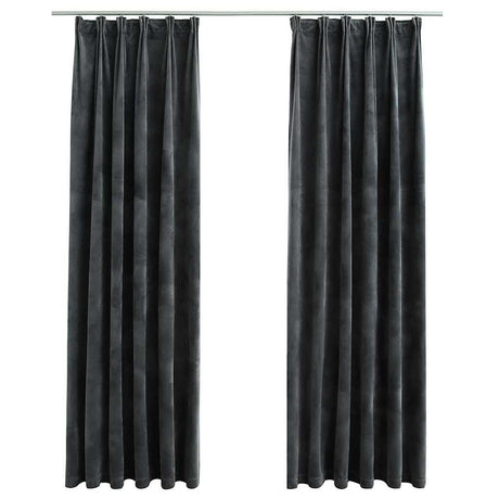 Vidaxl zasłony Blackout 2 STS z haczykami 140x225 cm Velvet antracyt