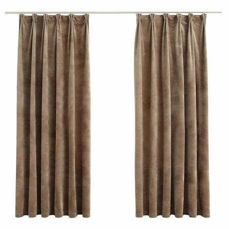 Zasłony vidaxl Blackout 2 STS z haczykami 140x175 cm aksamitne beż