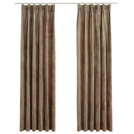 Zasłony vidaxl Blackout 2 STS z haczykami 140x225 cm aksamitne beż
