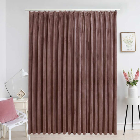 Kurtyna vidaxl potępiająca haczykami 290x245 cm aksamitne zabytkowe różowe różowe