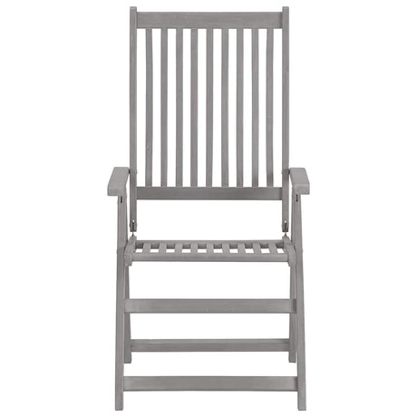 Vidaxl verstelbare klapstoelen, 2 stuks, grijs, massief acaciahout
