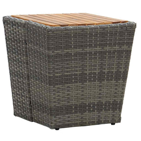 Vidaxl theetafel 41,5x41,5x43 cm poly rattan massief acaciahout grijs