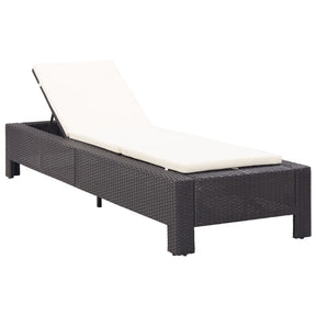 Vidaxl ligbed met kussen poly rattan zwart
