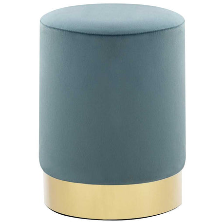 Vidaxl kruk fluweel 28 x 36 cm lichtblauw en goudkleurig