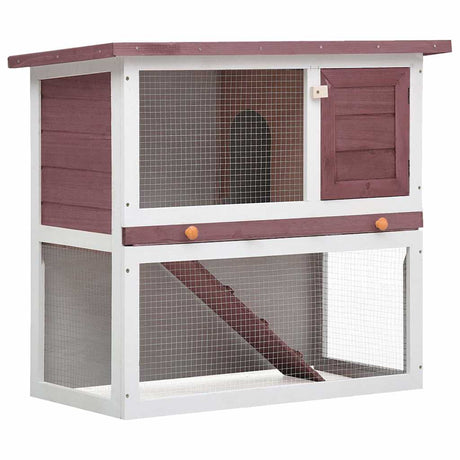 Vidaxl Rabbit Hutch na zewnątrz z 1 -drzwiowym drewnianym brązowym