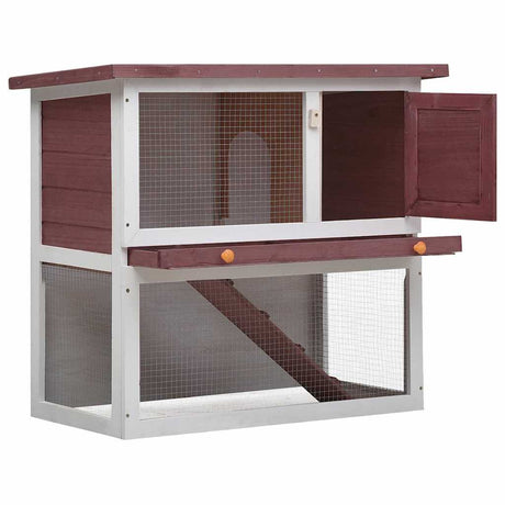 Vidaxl Rabbit Hutch na zewnątrz z 1 -drzwiowym drewnianym brązowym