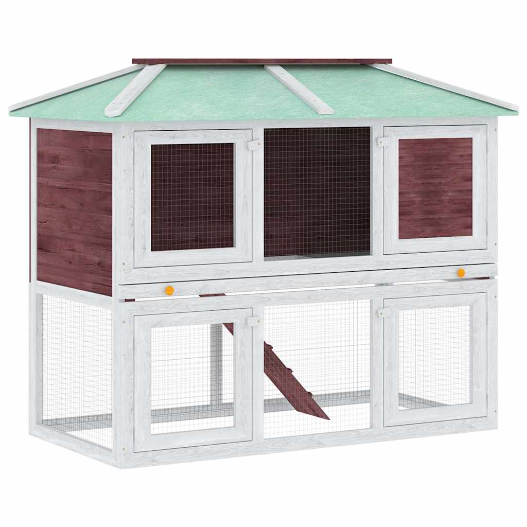 Vidaxl Rabbit Loft dwa piętra drewnianego brązu