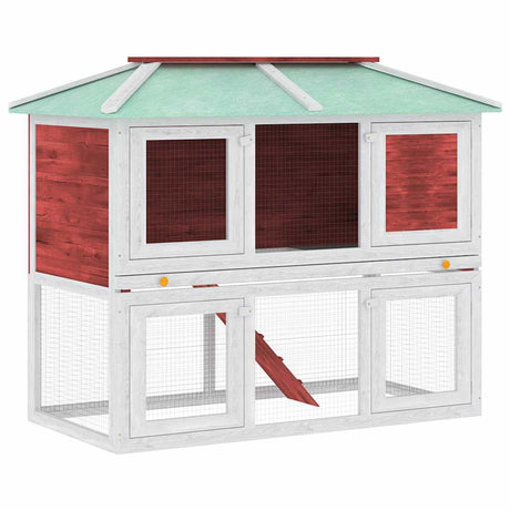 Vidaxl Rabbit Loft dwa piętra drewnianego czerwieni