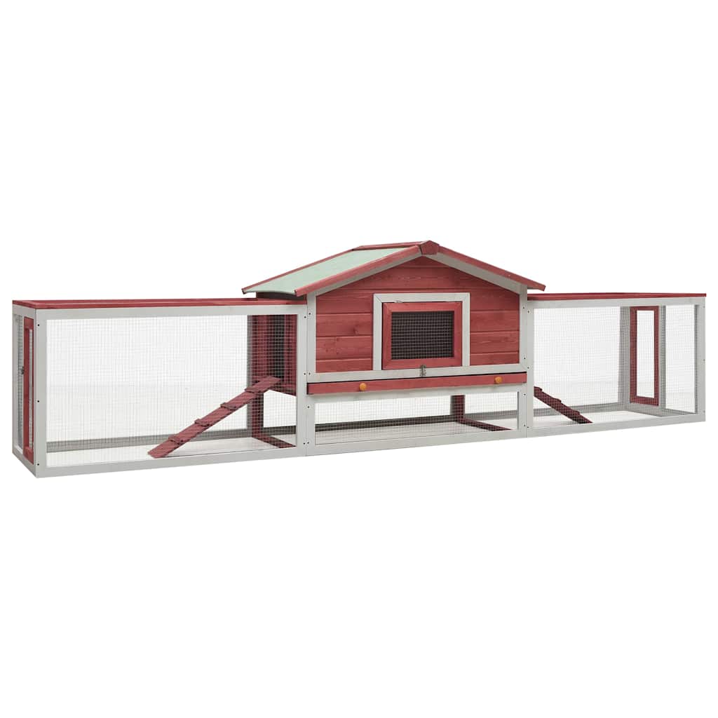 Vidaxl Rabbit Hutch 310x70x87 cm stałą sosnową i sosnową czerwień