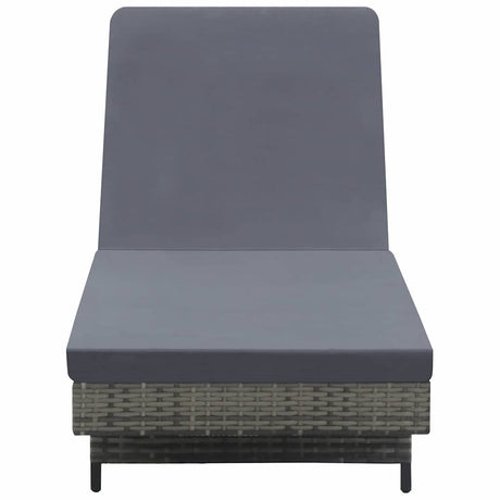 Vidaxl ligbed met wielen en kussen poly rattan antraciet